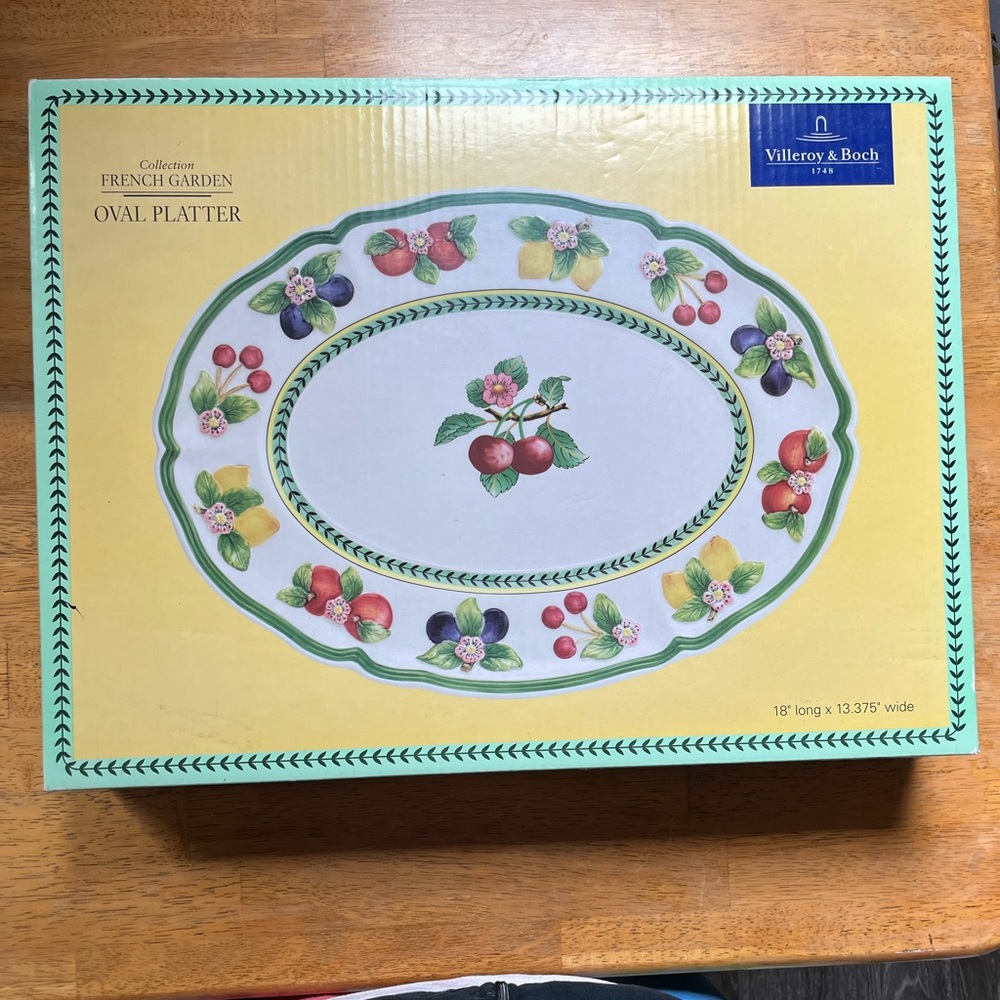 Villeroy and Boch French Garden Oval Platter large 18 in serving tray NIB New